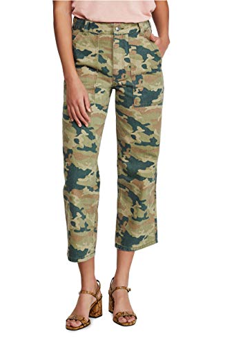 Free People Womens High-Rise Denim Straight Leg Pants Green 28