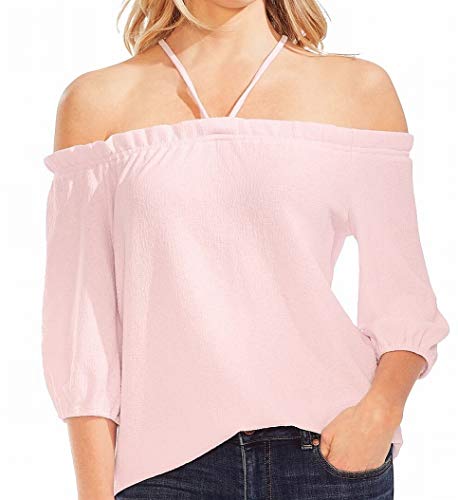 Vince Camuto Womens Off-The-Shoulder Tie Back Top  Pink Hazel L