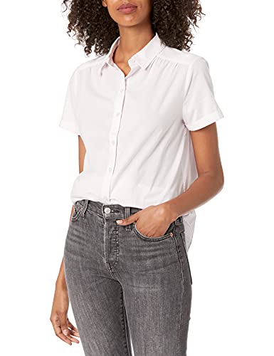 Ruched Button-Down Cotton Shirt