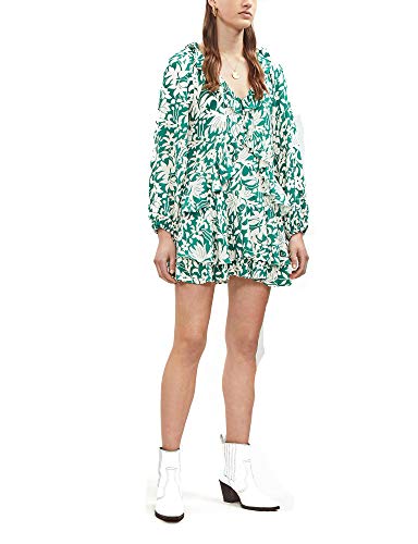 Free People Rebecca Ruffle Long Sleeve Minidress for Women in Emerald, XSmall