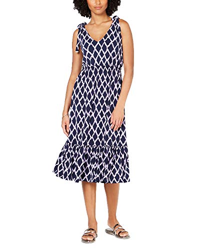 Michael Kors Printed Tie-Shoulder Ruffled Dress, in Regular & Petite (Dark Lavender, S)