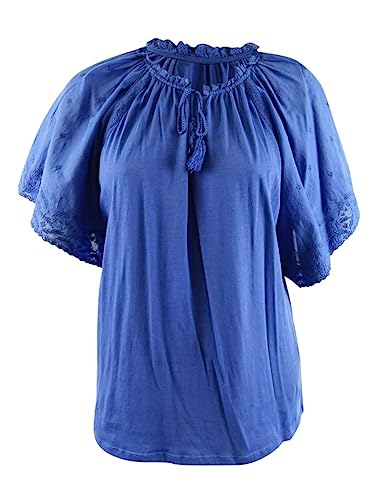 Lauren Ralph Lauren Womens Plus Eyelet Flutter-Sleeve Jersey Top