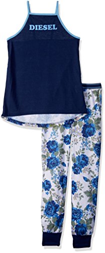 Diesel Sleepwear Girls' Big Sleepwear Set, Jogger Blue Floral, 16