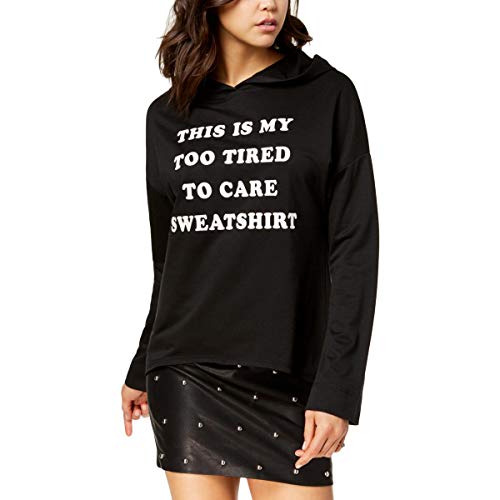Pretty Rebellious Juniors Too Tired Glitter Graphic Hoodie