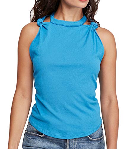 Free People The Twist Tank Solid, Blue, Size Medium