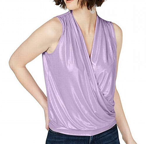 INC Sleeveless Surplice Shine Top