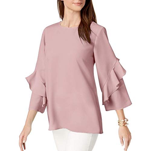 Ruffled-Sleeve Zip-Back Top