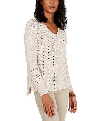 V-Neck Pointelle Sweater
