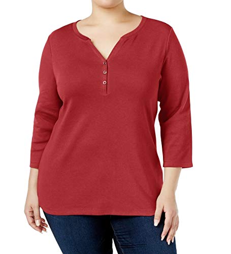 Plus Size Cotton Henley Top