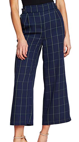 Wide Leg Printed Windowpane Capri Pants