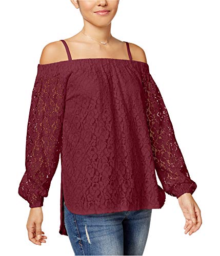 Juniors' Off-The-Shoulder Lace High-Low Top