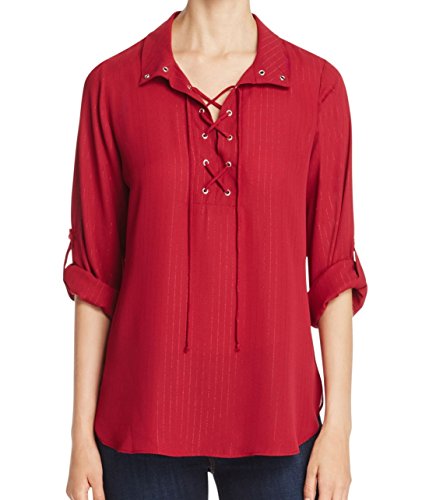 Status By Chenault Metallic Lace-Up Shirt