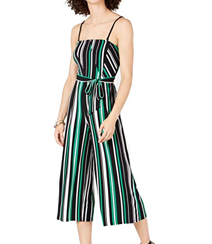 INC Womens Paneled Strapless Jumpsuit Black/Green S