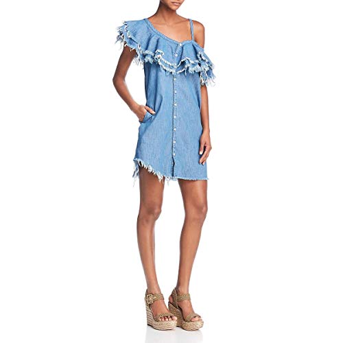 [Blanknyc] Making Waves Frayed Ruffled Denim Dress