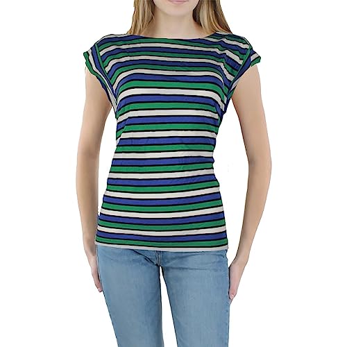 Anne Klein Womens Plus Modal Blend Striped Pullover Top