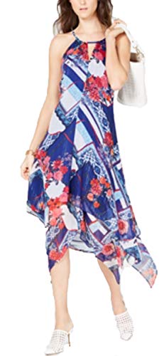 INC Petite Metallic Handkerchief-Hem Dress