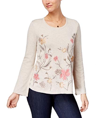 Embroidered Bell-Sleeve Sweater