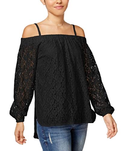 Juniors' Off-The-Shoulder Lace High-Low Top