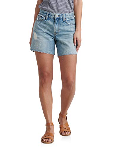 Cotton Printed Distressed Boyfriend Shorts
