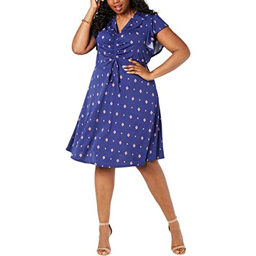 Trendy Plus Size Flutter-Sleeve Ruched-Front Dress