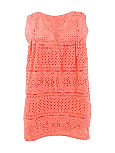 Lucky Brand womens Eyelet Tank Top Shirt, Persimmon, Large US