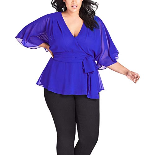 Trendy Plus Size Elegant Sheer-Sleeve Wrap Top