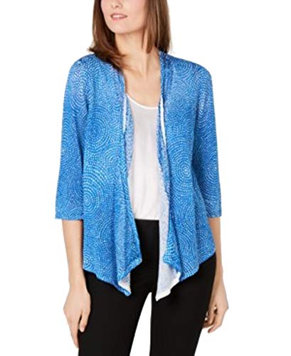 Printed Open-Front Draped Cardigan