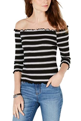 Juniors' Striped Off-The-Shoulder Top