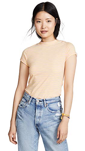 Free People Women's Striped Short Sleeve Crewneck Top