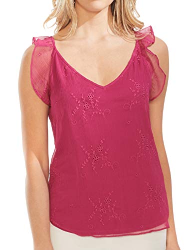 Embroidered Flutter-Sleeve Top