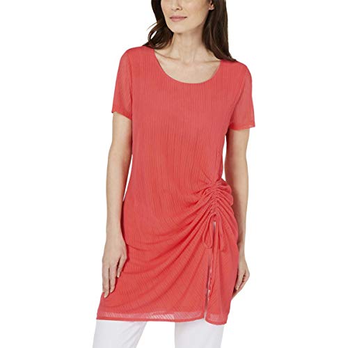 Illusion-Stripe Side-Ruched Tunic Top