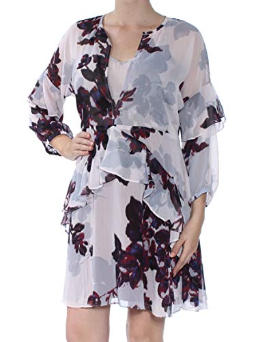 Rachel Roy Womens Ruffled A-line Dress, Off-White, 2