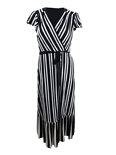 INC Striped Faux-Wrap Maxi Dress