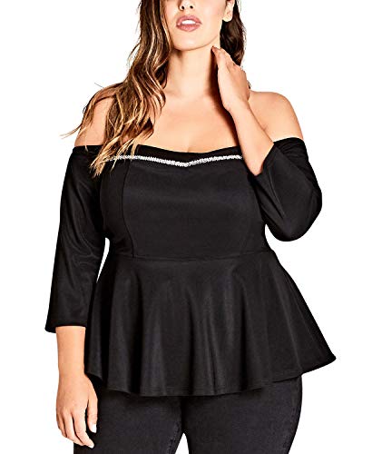 Trendy Plus Size Embellished Off-The-Shoulder Peplum Top