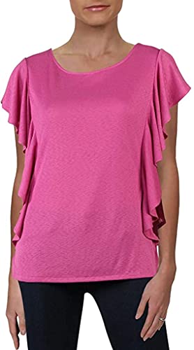 RACHEL ROY Womens Pink Short Sleeve V Neck Top