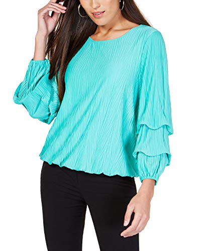Petite Textured Bubble-Sleeve Top