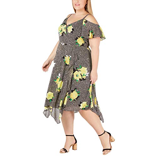 INC Plus Size Cold-Shoulder Midi Dress