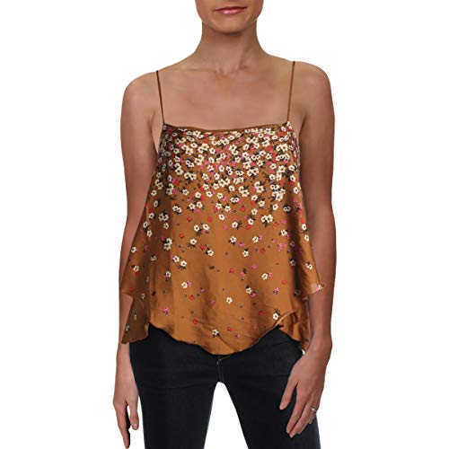 Intimately Free People Womens Let Me Love Satin Floral Camisole Top Brown S