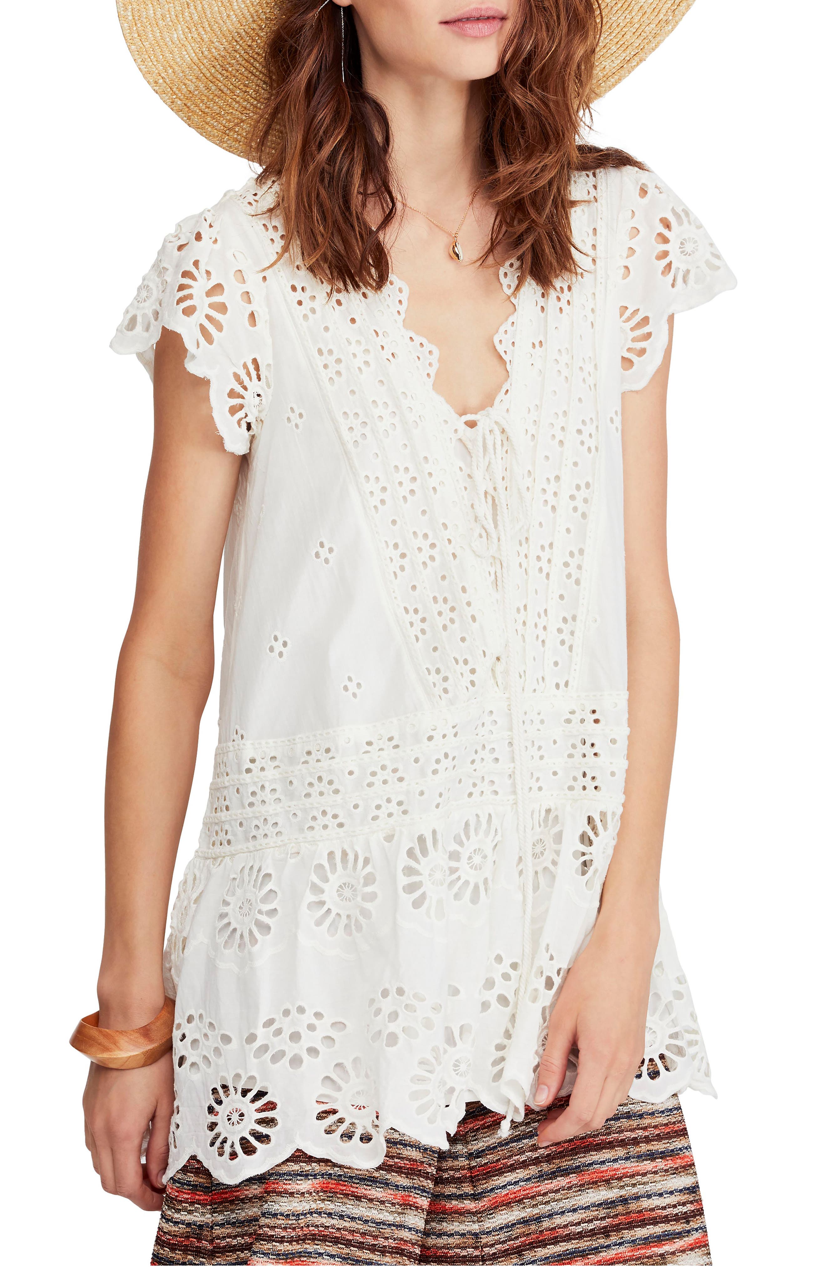 Free People Cotton Esperanza Eyelet Top