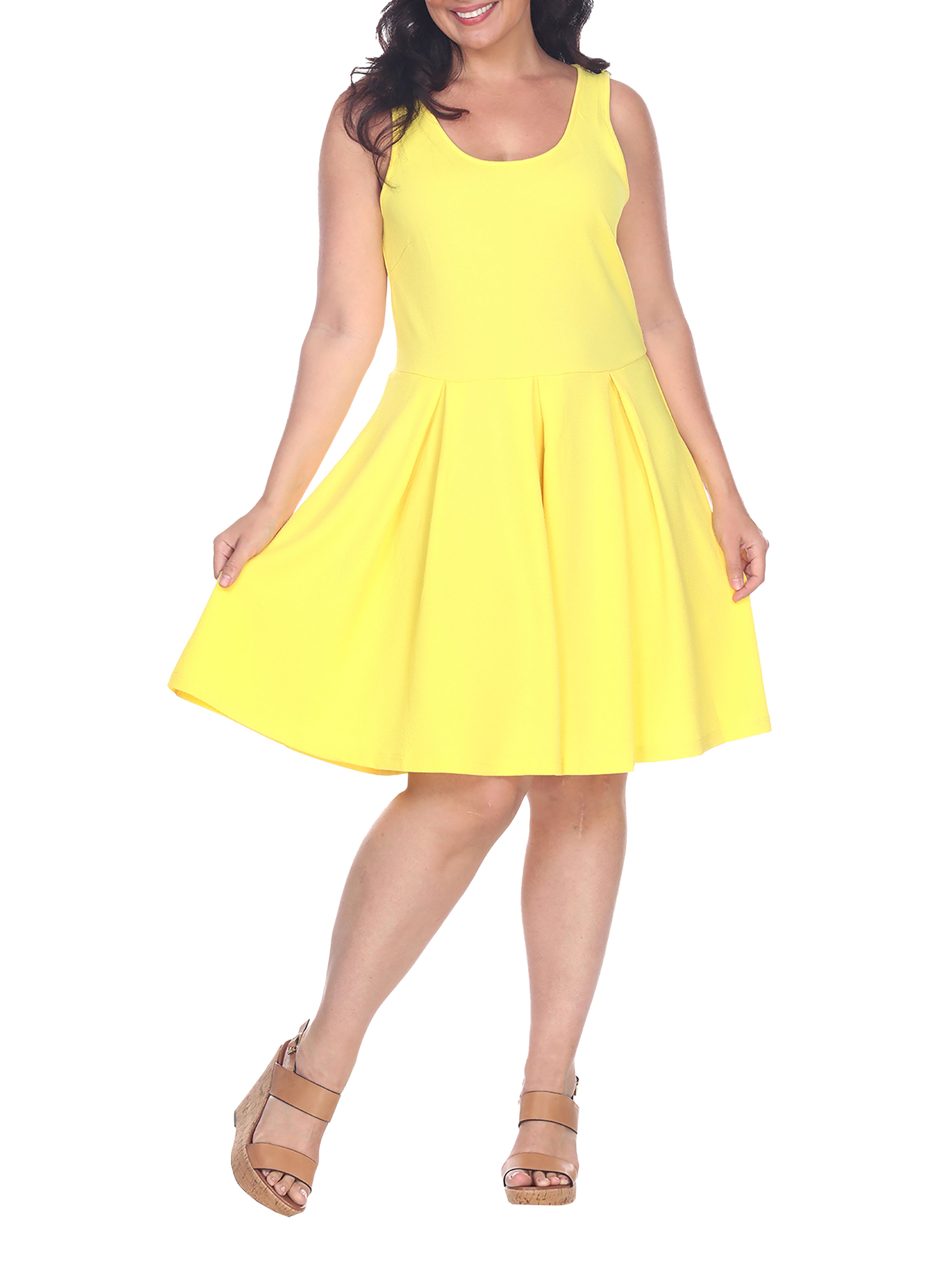 White Mark Women s Plus Size Crystal Fit and Flare Dress Yellow 3X