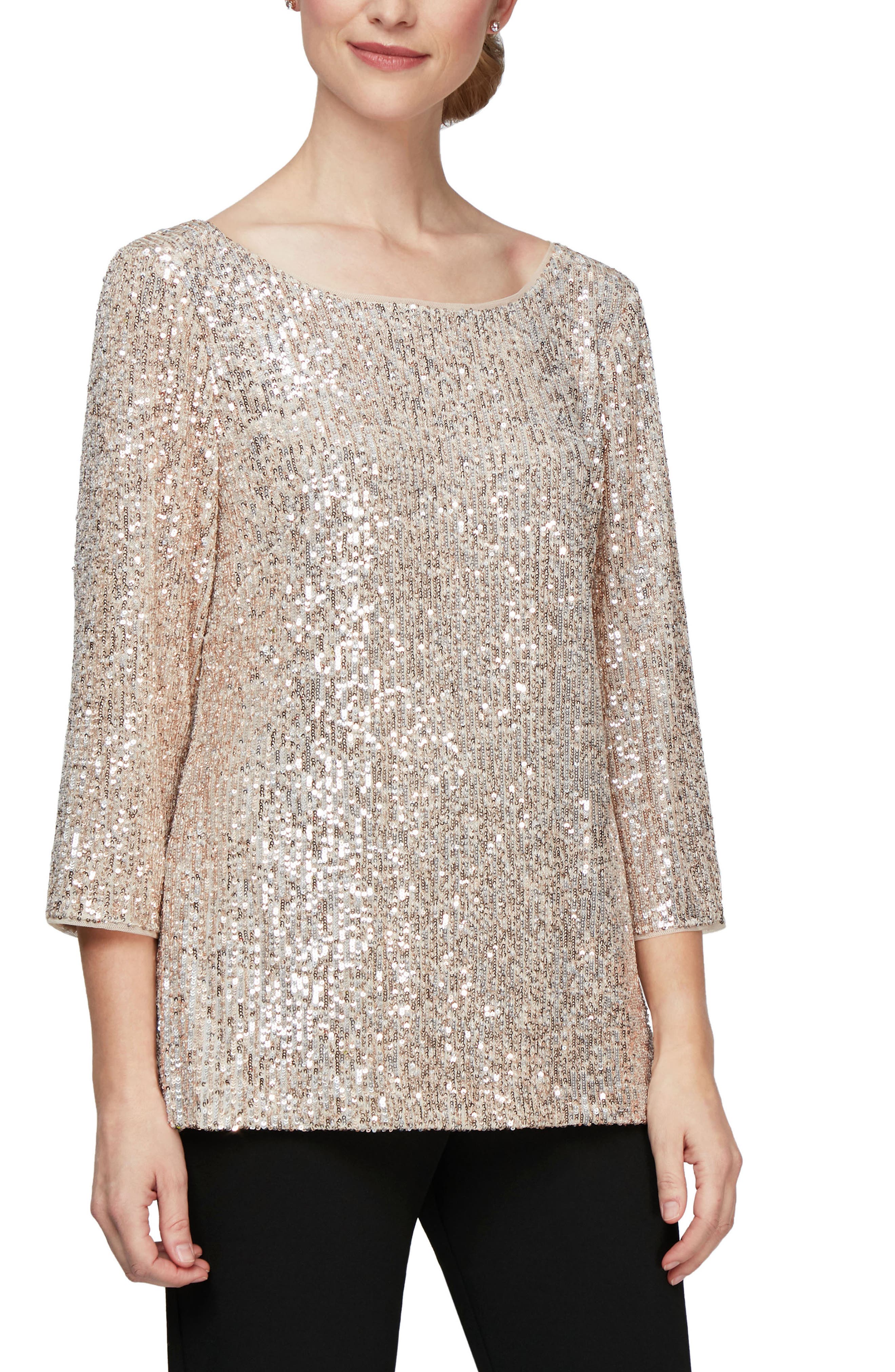 Sequin-Detail Tunic Blouse