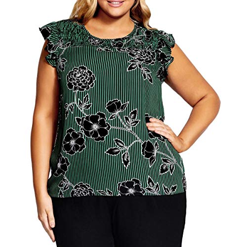 Trendy Plus Size Striped Floral-Print Top