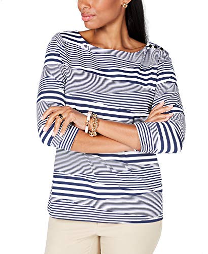 Petite Boat-Neck Striped Top
