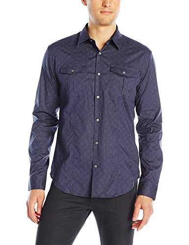 John Varvatos Men's Printed Double Pocket Sport Shirt