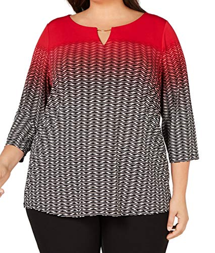 Calvin Klein Plus Size Ombr� Printed Tunic (Rouge Multi, 2X)