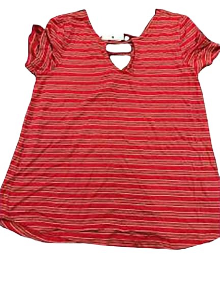 Pink Rose Womens Striped Keyhole Knit Top