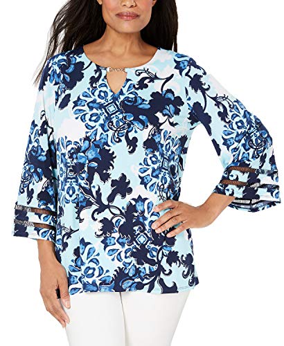 JM Collection Embellished Bell Sleeve Top Atlantic Point S