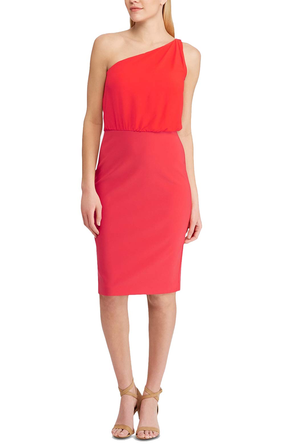 Lauren Ralph Lauren Chiffon Jersey One Shoulder Dress
