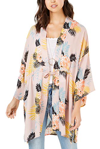 Juniors' Tie-Front Bouquet-Print Kimono