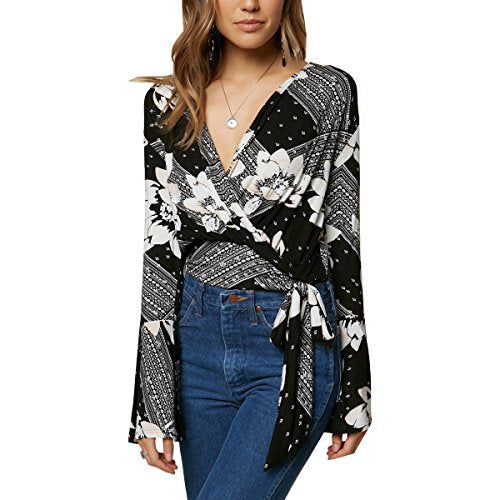 Juniors' Jude Printed Wrap Top